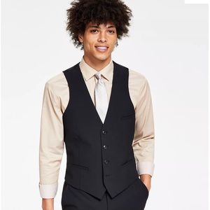 Men's Slim-Fit Solid Wool Suit Vest